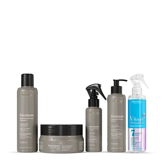 Kit Encorpax com shampoo, máscara, sérum, leave-in e Milagre Obrigatório 200ml
